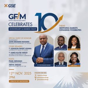 🔔 GFIM @ 10! 🎊 A decade of innovation, resilience, and progress. 🎊 Join us as we celebrate 10 years of transforming Ghana&#8217;s fixed income market (GFIM) and building a future of possibilities!, Ghana Stock Exchange